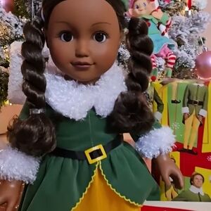 Holiday Elf Doll with Green and Yellow Outfit
